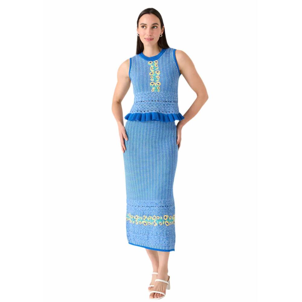 NEW ALIVIA emery midi skirt in dusty blue